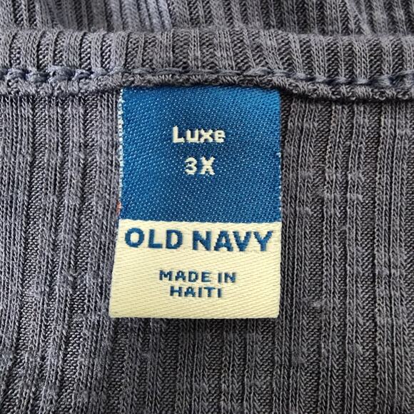 Old Navy Women's Luxe Slub Knit Short Sleeve T-Shirt Size 3X Ribbed Blue Stretch - Picture 7 of 9